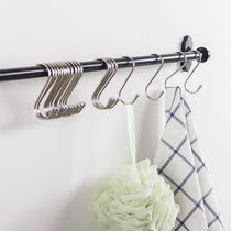 201 stainless steel S-shaped hook multi-function S-shaped metal coat hook hanger storage clothes finishing nail-free