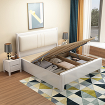 Solid wood bed Oak soft cover 1 2m1 35 children Single 1 5 Double 1 8 meters air pressure drawer storage bed