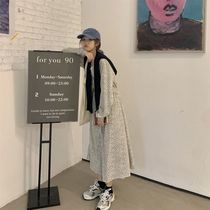 Floral long sleeve dress send shawl 2021 Spring New temperament base long skirt waist slim dress women