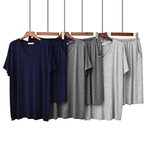 2020 summer mens pajamas couple thin modal collar short-sleeved mens elastic home service suit women