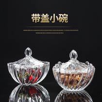 Fruit Pan Crystal Glass Covered Small Capacity Candy Jar Dry Fruit Box Salad Bowl Transparent Round Idea Cute