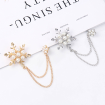 Korean Version Butterfly Buckle Snowflake Brooch Personality Chain Insert Drill Chest Sweater Sweater Suit Buttoned Needle Accessories Creative Little Pin