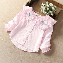 Baby shirt girl girl Autumn celebrity baby long sleeve Korean version of foreign style fashionable childrens shirt fairy top