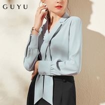 Streamer shirt womens design sense niche light cooked chiffon top 2022 autumn and winter new temperament long-sleeved professional shirt