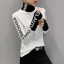 Europe station 2022 autumn and winter new double face duvet undershirt woman high collar foreign air 100 hitch fur t-shirt woman long sleeve