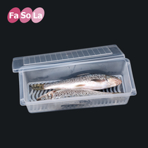 FaSoLa Fridge Containing Box Drain Refreshing Box Kitchen Supplies Box Fish Case Fish Box Microwave Thaw Box
