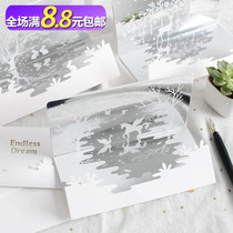 Reflection creative greeting card 3D dream unicorn elk Swan birthday Christmas mirror postcard ins same model