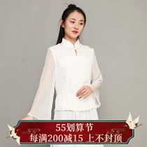 Guangling-Chinese style Tea Suit-Chinese Wind Down Dress Woman Style New Daily Pan Button up short blouses womens jacket