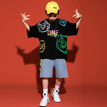 Childrens summer street dance suit boys hip-hop loose tide clothes girls handsome tide cool performance clothes childrens performance clothes