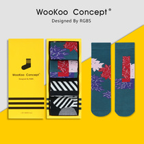 WooKoo Concept Street Personality Creative Trend Socks Mens and Womens Same Fall Winter Socks Tide Brand Ins Gift Box