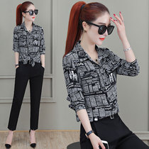 Chiffon shirt Womens 2021 new spring long sleeve jacket foreign style little shirt Joker temperament super a grid shirt