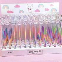  Diamond head gel pen Cute color rabbit gouache pen marker pen Fluorescent marker pen Rainbow pen for children