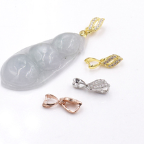 925 sterling silver pendant button female micro inlaid melon seed buckle buckle DIY jade pendant Buckle Head