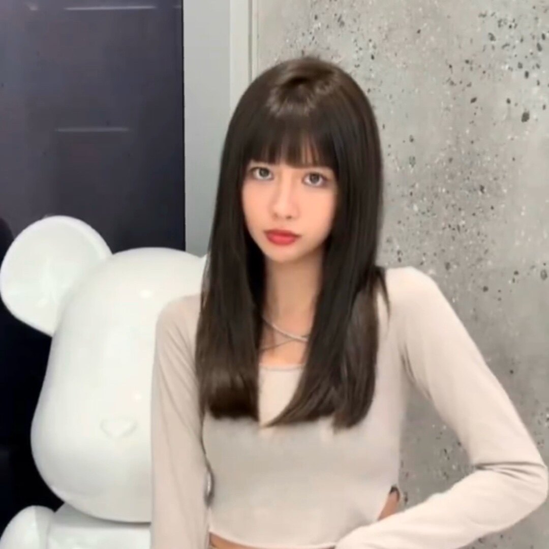 真我黑长直漫画齐刘海假发套 全真发整顶设计 自然隐形无痕贴合 长发飘逸顺滑