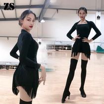 Latin dance skirt Adult female flow Su bag hip side split half body practice Cha Cha new training dance skirt L254
