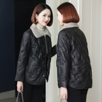 zqqz leather down jacket womens short mink fur collar 2021 Winter new Haining sheep leather jacket D168