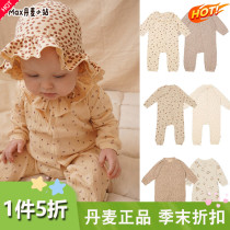 1 piece 75 discount 21AW Denmark Konges Slojd baby boy baby organic cotton long sleeve one-piece suit