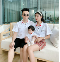 Parent-child outfit mother-daughter outfit 2021 new foreign style family of four climbing clothes love polo shirt mother-child outfit short-sleeved T-shirt