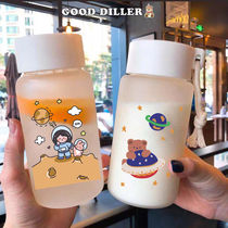 Water Cup female student Korean version of anti-fall cute simple cartoon Cup frosted Net red portable outdoor large capacity fresh