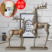 Home furnishings neoclassical European large deer furnishings elk furnishings resin living room TV cabinet wine cabinet decoration