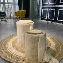 Nordic log stump ornaments creative solid wood pier designer living room sofa side a few round stools B & B