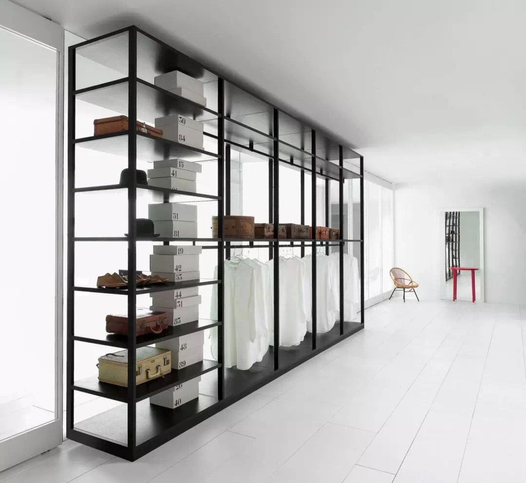 Full house Custom Aluminum Alloy Cloakroom Wardrobe Rockboard Door Glass Door glass door Entrance Wardrobe Open Multifunction Stand