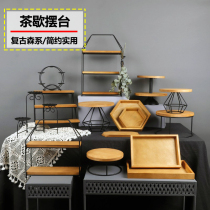 Wood Tea Hysteria Pendulum Bench Skyscraper Wheel Cake Rack Pendulum Count Atrium Shelf Multilayer Trays Sweet Table Hem show Show