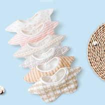 Hoerte baby saliva towel Pure cotton waterproof baby bib 360 degree rotation newborn children eat bib