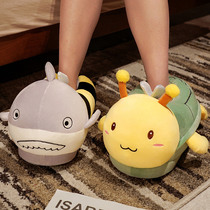 Autumn and winter cotton slippers bag heel ladies couple indoor home warm home confinement wool slippers cotton shoes male cartoon