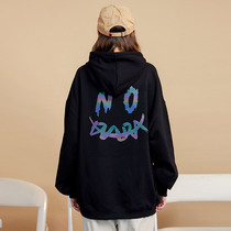 NO1DARA colorful letter print hooded sweater men and women wear couples long sleeve shirt top Tide brand pullover autumn