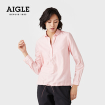 AIGLE ANCHORY womens sunscreen quick-drying moisture-wicking half-open placket pullover long-sleeved shirt