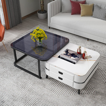 Simple Glass Rock board marble coffee table small apartment combination square size coffee table Post modern light luxury tea table