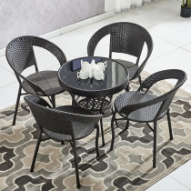 Rattan chair three-piece balcony small coffee table outdoor table and chair simple leisure table and chair combination iron art Teng chair outdoor courtyard