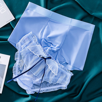 New couple underwear summer ice silk cute cartoon couple summer cotton file sexy pair underwear set