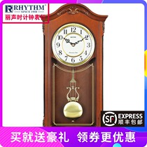 Lisheng watch European simple Chinese retro living room household clock mute solid wood quartz wall clock CMJ502