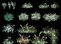 c1 wedding hand-painted material floral props fresh white green system water raising flower road lead PSD layered source file 8 groups