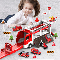 Multifunctional childrens toy car fire puzzle rail car Child male baby engineering alloy car model