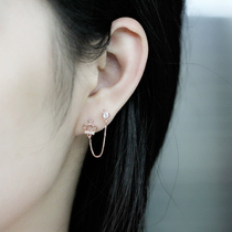 Double Ear Hole Crown S925 Pure Silver Ear Nail Female Insert Drilling Ear Accessories Up And Down Ear Spikes Two Earholes Silver Ear Accessories