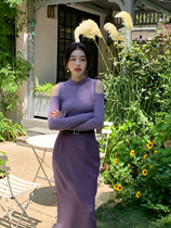 SYT elegant feminine retro straight skirt children autumn high waist slim long skirt with small belt