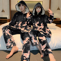 Lovers pyjamas Coral Suede Winter Plus Suede Thickened Flannel with long Sleeping Robe Mens Home Suit Suit