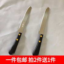 Stainless steel fruit knife Black plastic handle cooked food slicing knife with teeth steak knife Wooden handle with serrated lamb knife