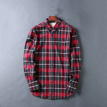 Mens cotton plaid long sleeve shirt inch shirt Spring and Autumn New Youth Korean student slim size tide shirt