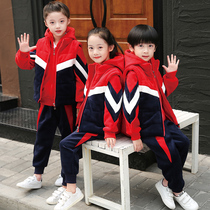  Childrens class clothes autumn and winter clothes primary school school uniforms new autumn clothes plus velvet and thick three-piece kindergarten garden clothes