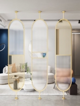 Nordic Iron Art Genguan Screen Light Extravagant Art Entrance Decoration Long Iridescent Glass Partition Living Room Hollowed-out Process Decoration