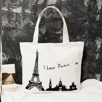 Simple canvas bag tote bag temperament lightweight canvas bag College students class creative design new girls lunch box