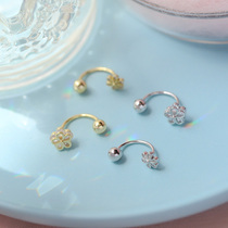 s925 sterling silver flower earrings female screw earrings high-end light luxury niche summer earrings simple design