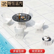Outdoor balcony small table and chair combination net red rattan chair three-piece simple outdoor balcony leisure table and chair courtyard
