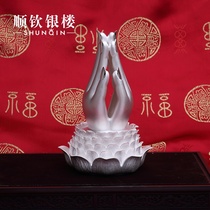 Shunqin silver building 999 foot silver bergamot ornaments Lotus Guanyin investment Collection Autumn gift leader sterling silver gift