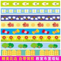 Hot sale kindergarten classroom decoration with waterproof wall sticker color strip lace glass anti-collision strip