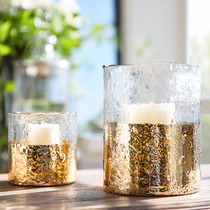 Light luxury golden glass vase Transparent flower arrangement Hotel restaurant Bar desktop vase Flower vase Glass candlestick